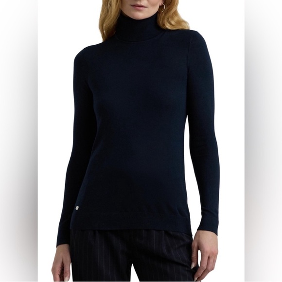 NWIT Ralph Lauren Navy Blue Turtleneck Sweater Sz Small Petite - Picture 1 of 8